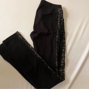 Black Lace Trim Leggings